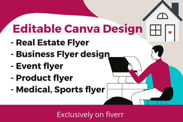 I will design editable real estate business flyer, brochure, postcard in canva