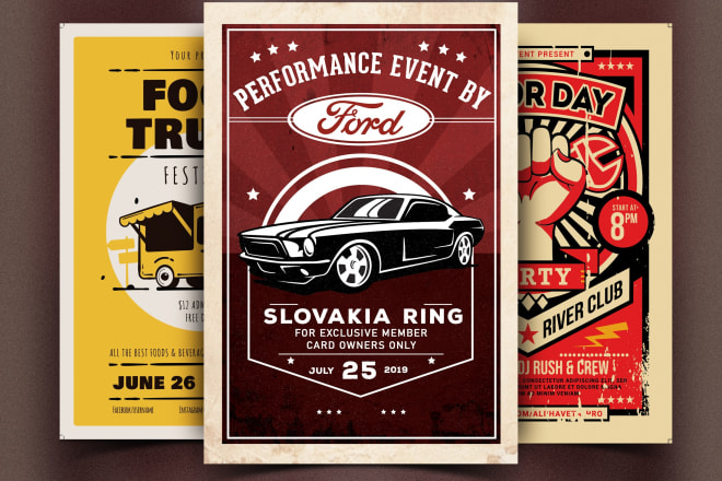 I will design retro vintage flyer poster