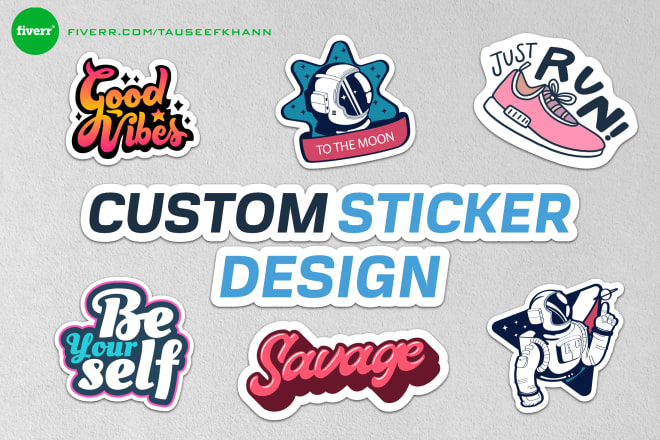 I will design sticker, logo, badge, label, decals, and cards