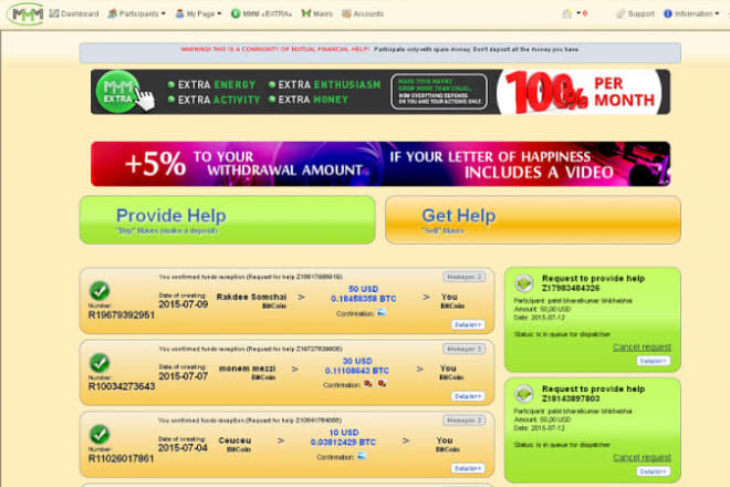 I will develop peer 2 peer donation site,latest mmm,ponzi script