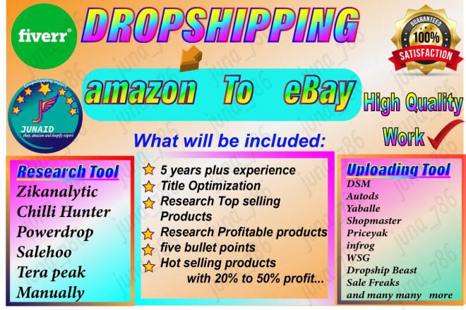 I will do amazon to ebay dropshipping listing top selling