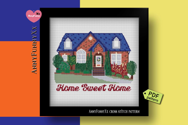 I will do personalized house portrait cross stitch pattern PDF