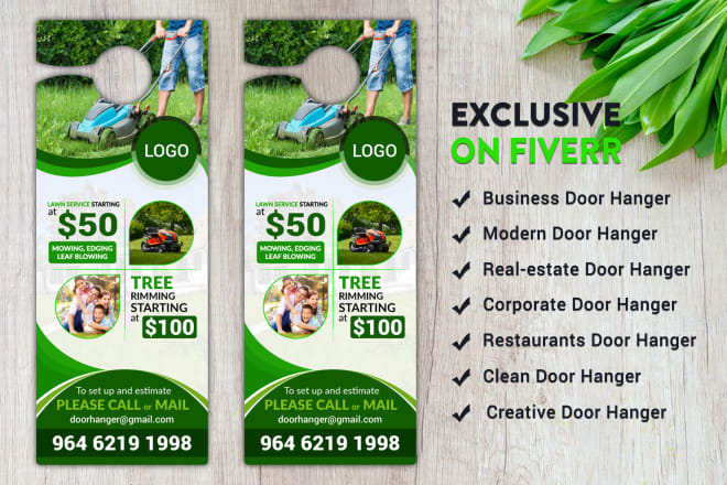 I will do professional lawn care door hanger design in 12 hours