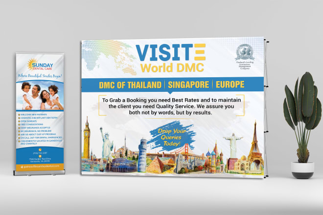I will do professional retractable, roll up, pop up banner design or backdrop