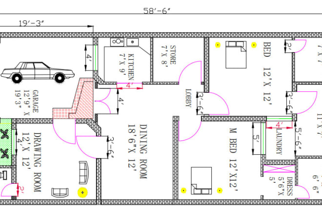 I will draw 2d plan, elevation of houses and commercial buildings