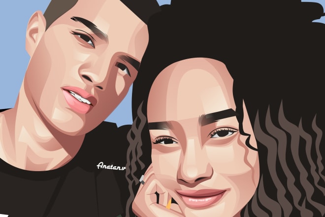 I will draw a romantic cartoon couple awesome from your photos
