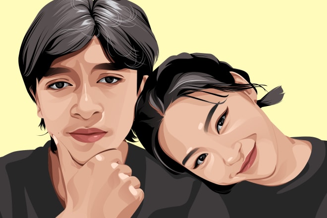 I will draw a romantic cartoon couple from your photos