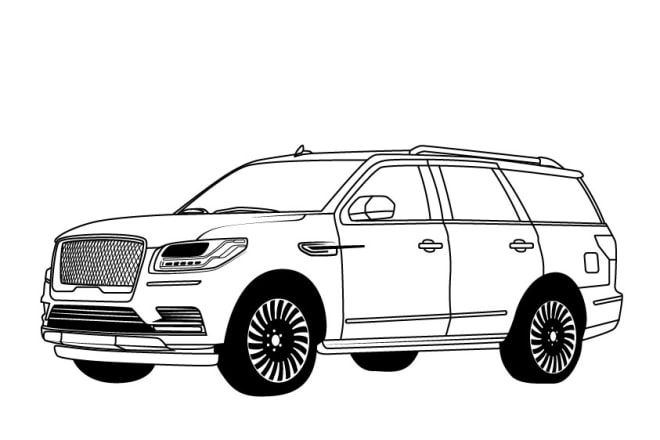 I will draw a simple vector line drawing of a car or any vehicle