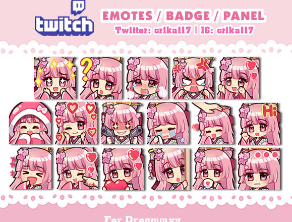 I will draw custom twitch emote, sub badge, icon in chibi style