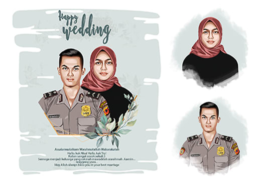 I will draw romantic couple vector illustration from a photo