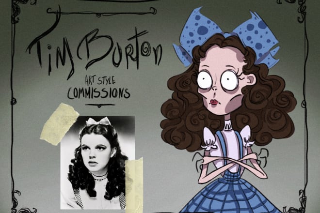 I will draw you in tim burton art style