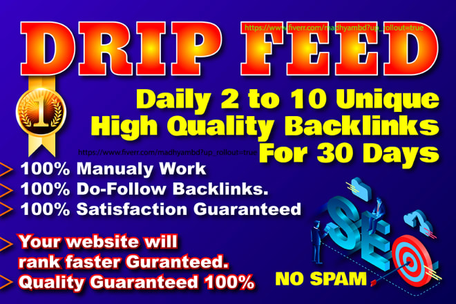 I will give 30 days high quality drip feed SEO backlinks building service manually