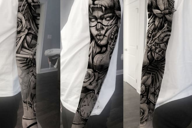 I will hand draw full sleeve tattoo design