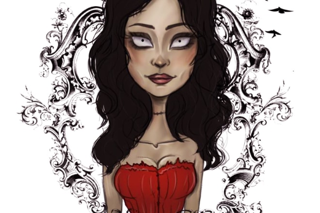 I will illustrate you in tim burton art style