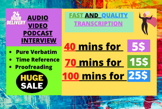 I will transcribe audio transcripts or do video transcription 24hrs