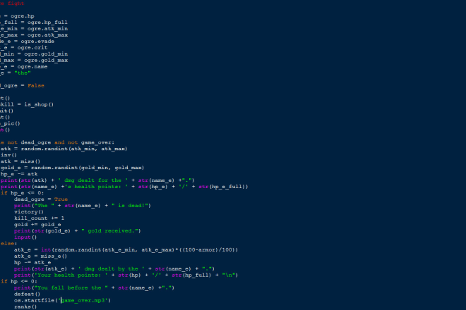 I will write a codelike rpg game in pyhton as you prefer