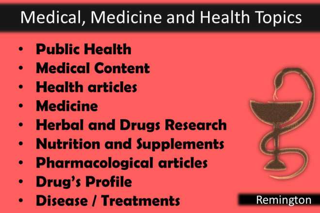 I will write articles on medical, medicines, health and supplements