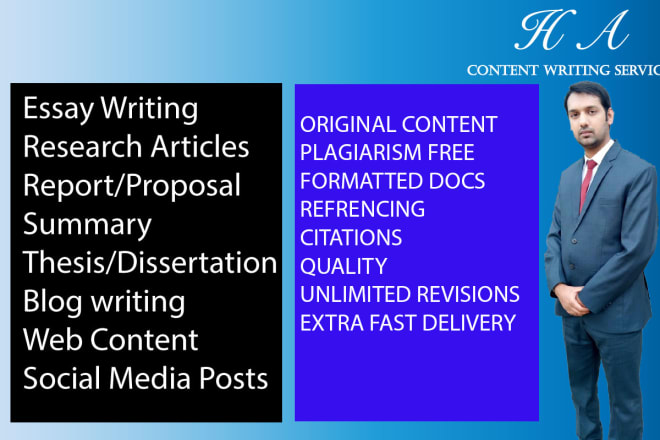 I will write research articles, reports, summary, blogs and essay
