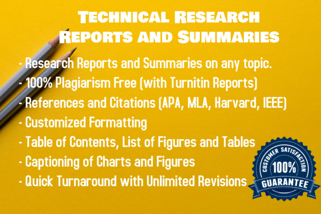 I will write technical research reports and summaries