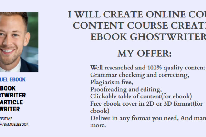 I will create online course content course creation ebook ghostwriter