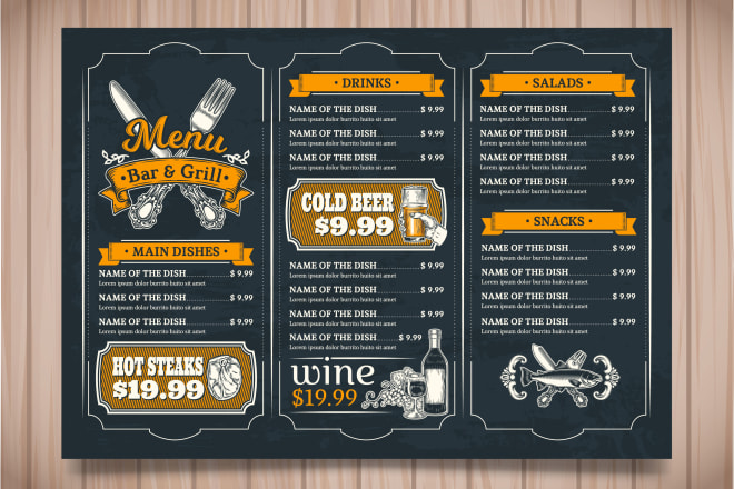 I will design pizza menu, restaurant menu, food menu, bar menu