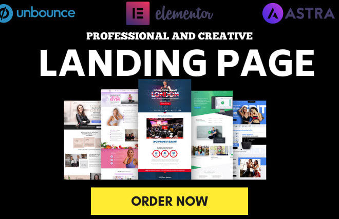 I will design wordpress responsive landing in elementor pro squeezepage unbounce divi