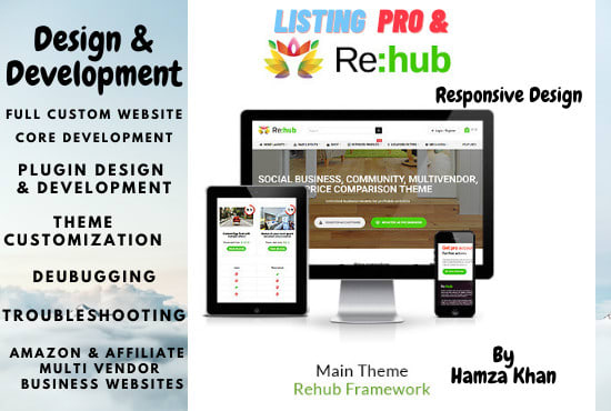 I will develop, design, fix rehub theme, pro listing for multi vendor store