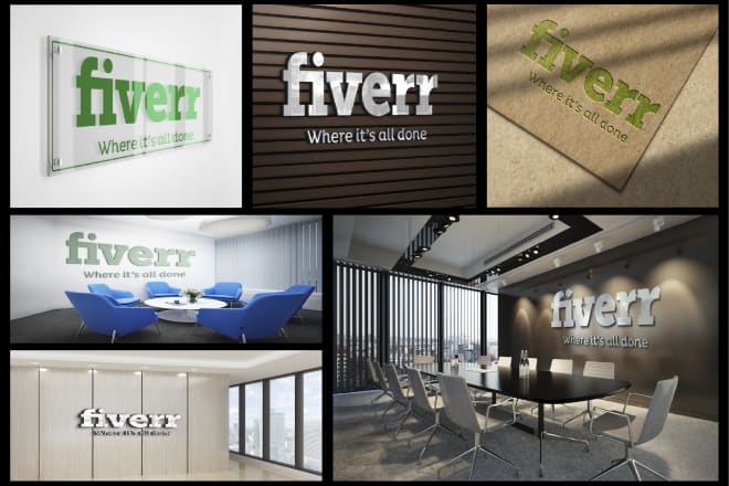 I will do logo mockup and 60 realistic office interior wall mockup