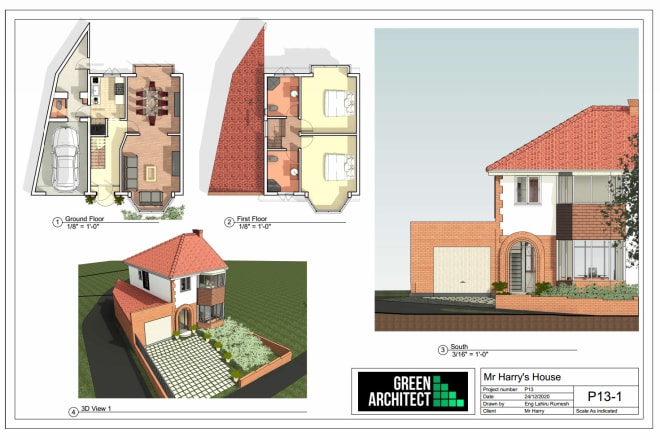 I will draw architectural floor plans