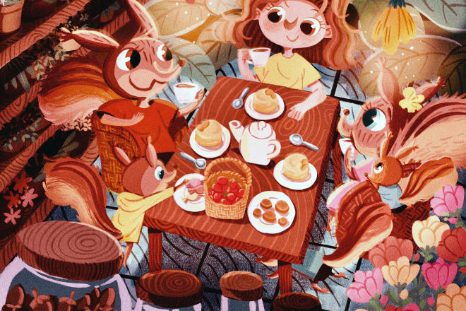 I will draw colorful illustrations for your childrens book, website