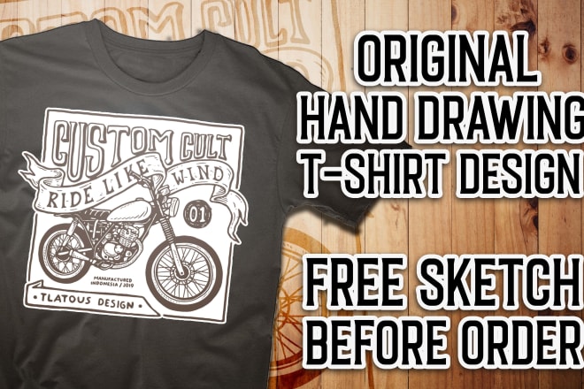 I will make hand drawing typography vintage tshirt illustration