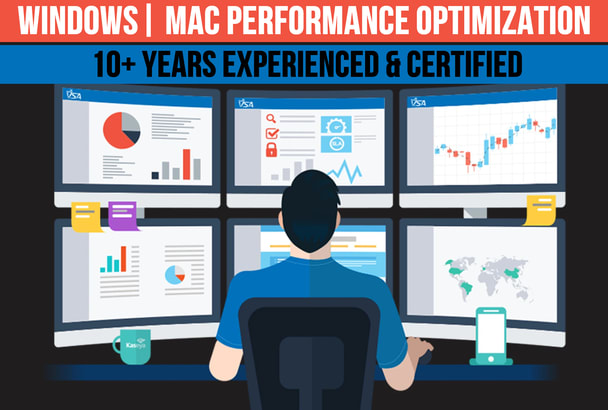 I will optimize, clean up, speed up windows computer, mac, PC remotely