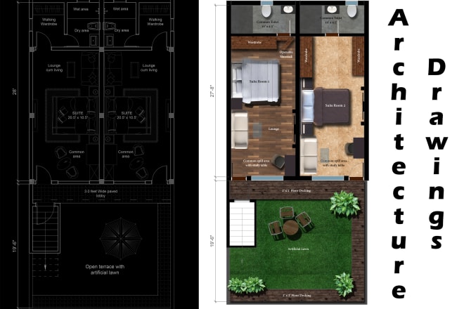 I will prepare architecture floor plans