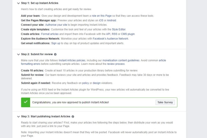 I will sell approved facebook instant articles
