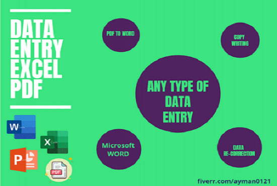 I will be work for your databases excel, msword, pdf to word, copy writing