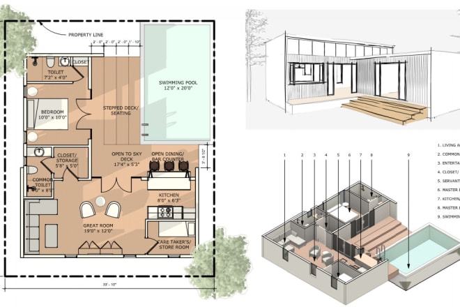 I will be your architect and create rendered plans
