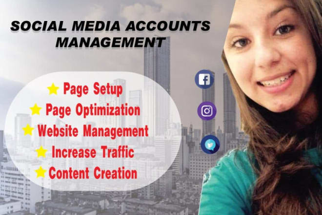 I will be your social media manager marketer and content creator