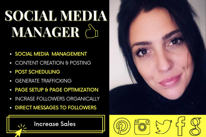 I will be your social media marketing manager and content creator