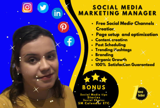 I will be your social media marketing manager and content creator