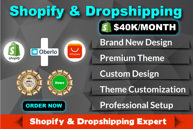 I will build 40k per month shopify dropshipping store or shopify website