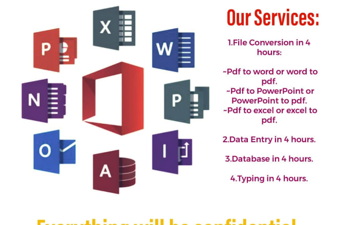 I will convert file from pdf to word, ppt or excel and vice versa in 4hours