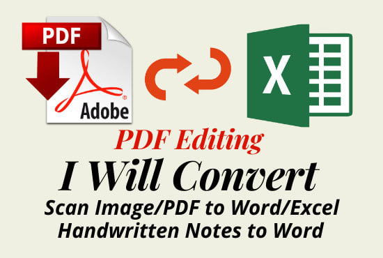 I will convert pdf to excel, pdf to word and image to word