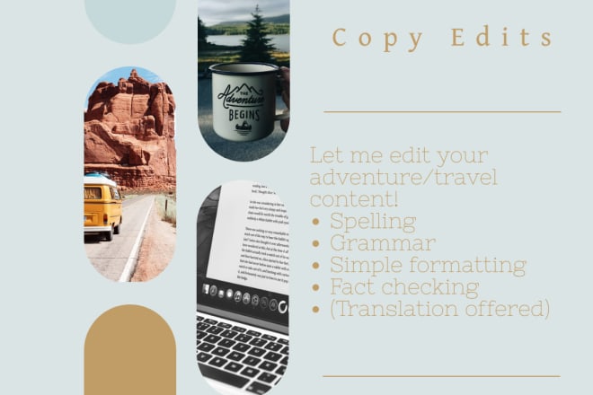 I will copyedit your travel blog