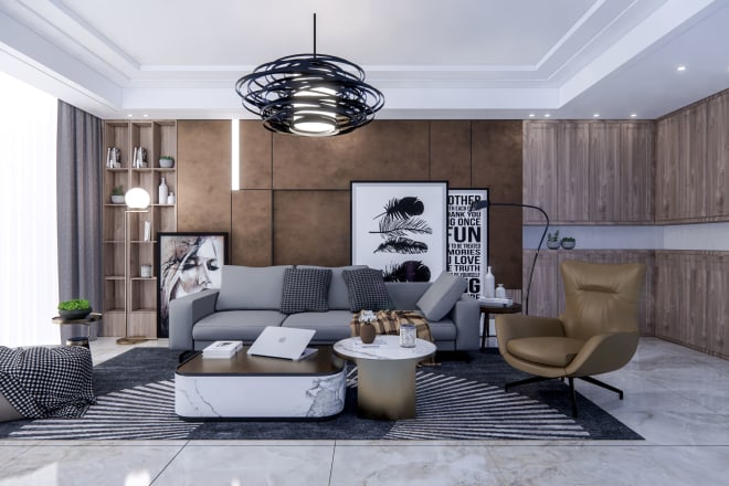 I will create 3d model and render the interior design