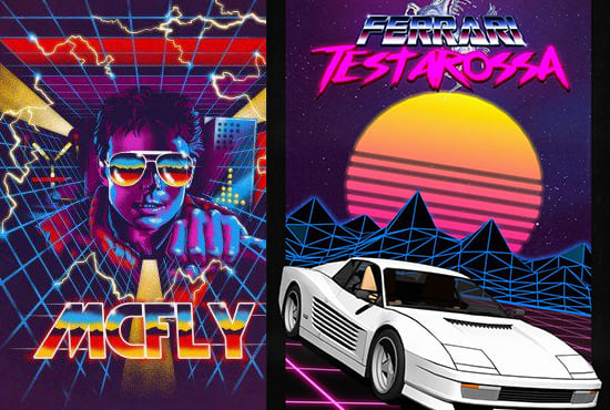 I will create 80s retro, synthwave album, single cover art