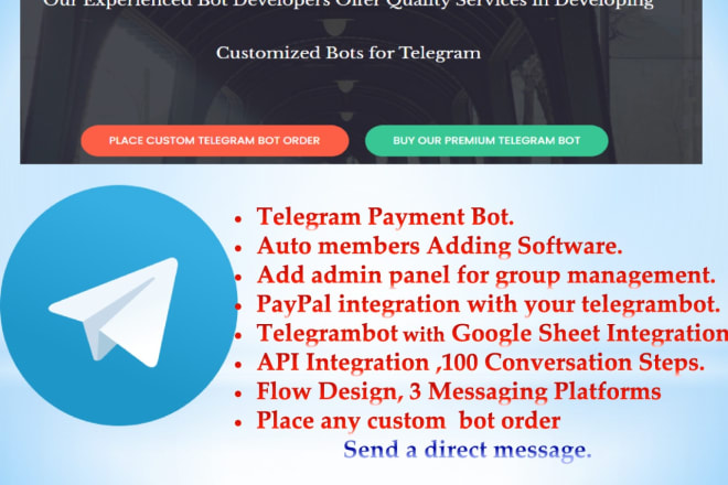 I will create a custom telegram bot for you