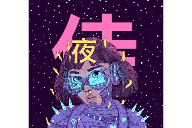 I will create a cyberpunk illustration style or fan arts