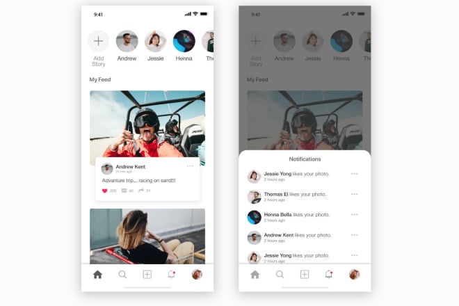 I will create a photo sharing app like instagram