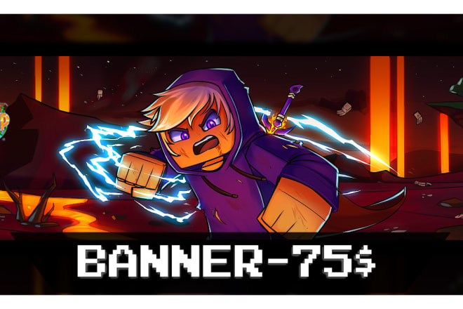 I will create a professional minecraft banner cartoon