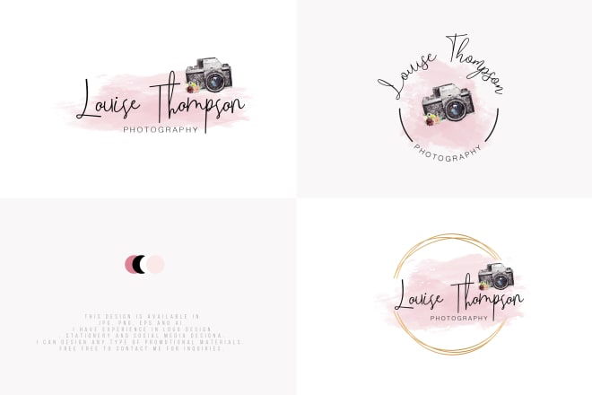 I will create a watercolor photography logo design